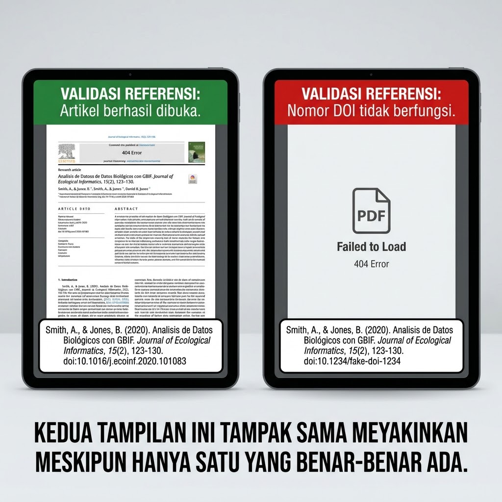 Visualisasi 8. Ilustrasi sitasi terverifikasi dan sitasi fiktif