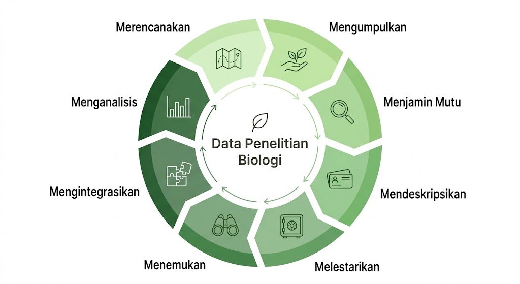 Visualisasi 2. Siklus hidup data penelitian dengan delapan tahap.