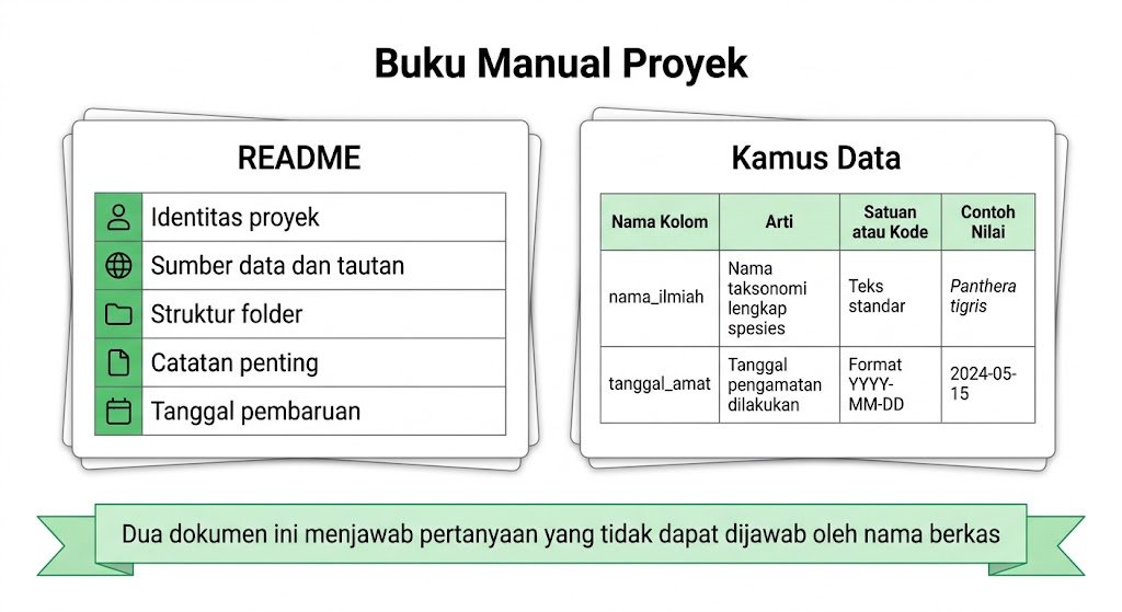 Visualisasi 9. Anatomi berkas README dan kamus data sebagai buku manual proyek.