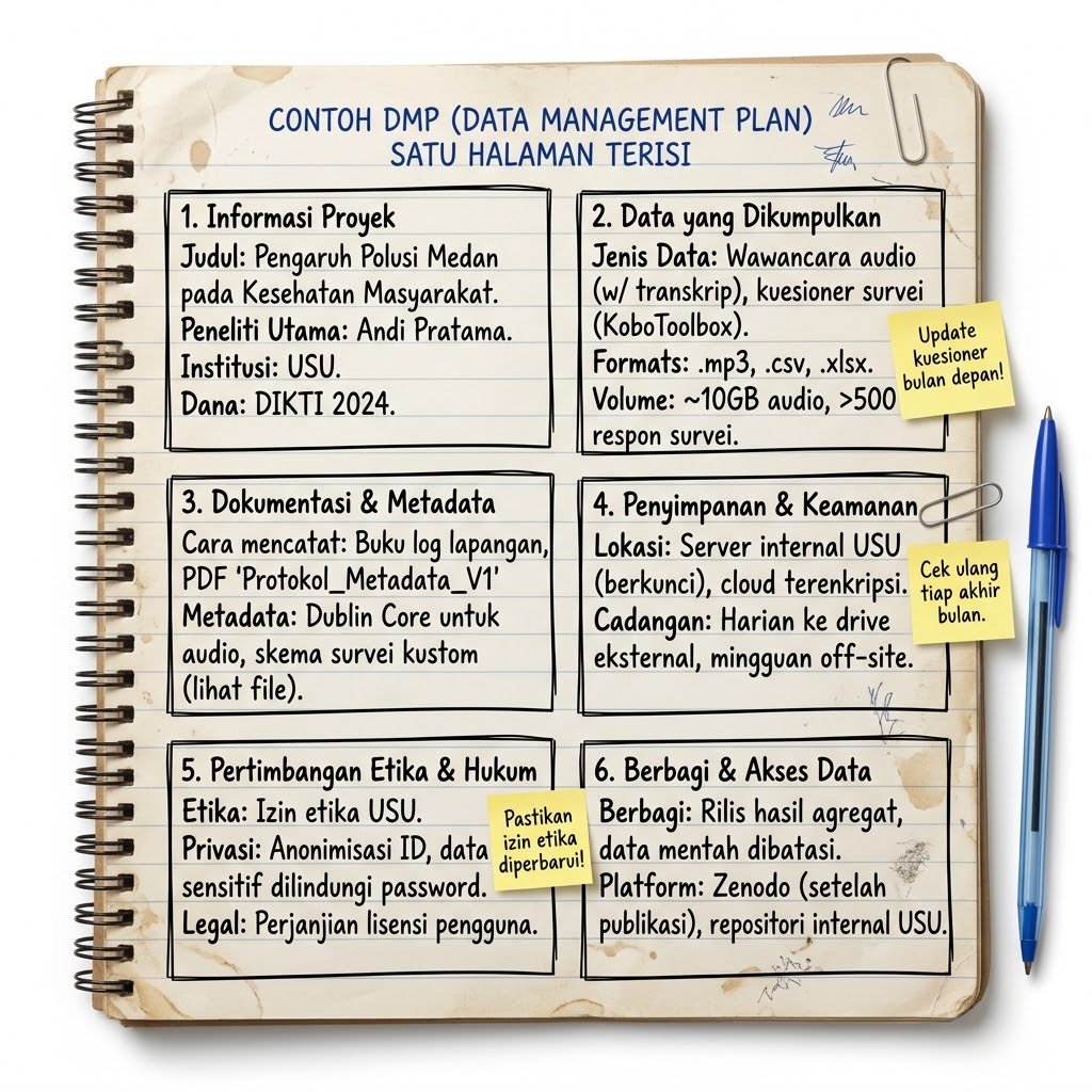 Visualisasi 11. Contoh Template DMP Satu Halaman yang Sudah Terisi