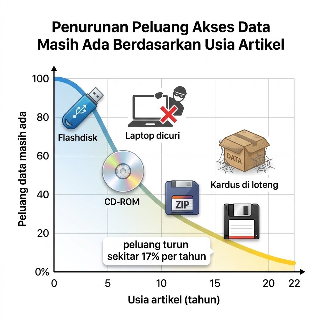 Data yang disimpan pribadi perlahan menghilang (ilustrasi berdasarkan Vines dkk., 2014)
